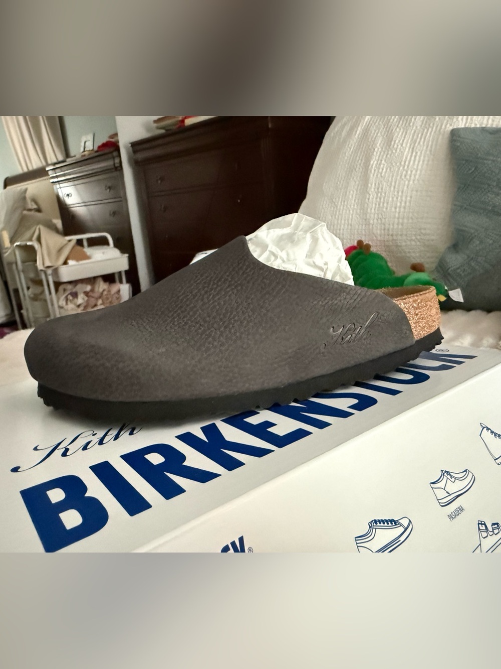 Kith Dark Gray Slip-On Clog with Cork Heel
